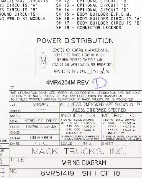Mack Wiring Diagram Chassis CT 2004-2005
