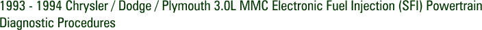 1993 - 1994 Chrysler / Dodge / Plymouth 3.0L MMC Electronic Fuel Injection (SFI) Powertrain Diagnostic Procedures