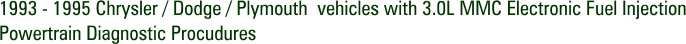 1993 - 1995 Chrysler / Dodge / Plymouth  vehicles with 3.0L MMC Electronic Fuel Injection Powertrain Diagnostic Procudures