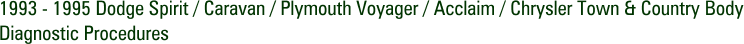 1993 - 1995 Dodge Spirit / Caravan / Plymouth Voyager / Acclaim / Chrysler Town & Country Body Diagnostic Procedures