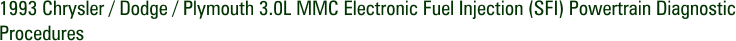 1993 Chrysler / Dodge / Plymouth 3.0L MMC Electronic Fuel Injection (SFI) Powertrain Diagnostic Procedures