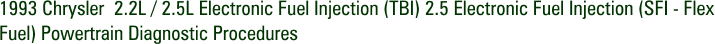 1993 Chrysler  2.2L / 2.5L Electronic Fuel Injection (TBI) 2.5 Electronic Fuel Injection (SFI - Flex Fuel) Powertrain Diagnostic Procedures