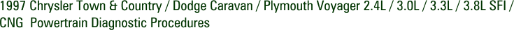 1997 Chrysler Town & Country / Dodge Caravan / Plymouth Voyager 2.4L / 3.0L / 3.3L / 3.8L SFI / CNG  Powertrain Diagnostic Procedures
