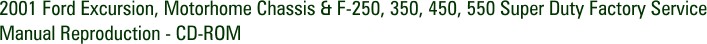 2001 Ford Excursion, Motorhome Chassis & F-250, 350, 450, 550 Super Duty Factory Service Manual Reproduction - CD-ROM