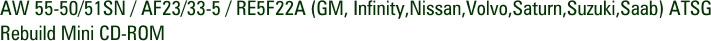 AW 55-50/51SN / AF23/33-5 / RE5F22A (GM, Infinity,Nissan,Volvo,Saturn,Suzuki,Saab) ATSG Rebuild Mini CD-ROM