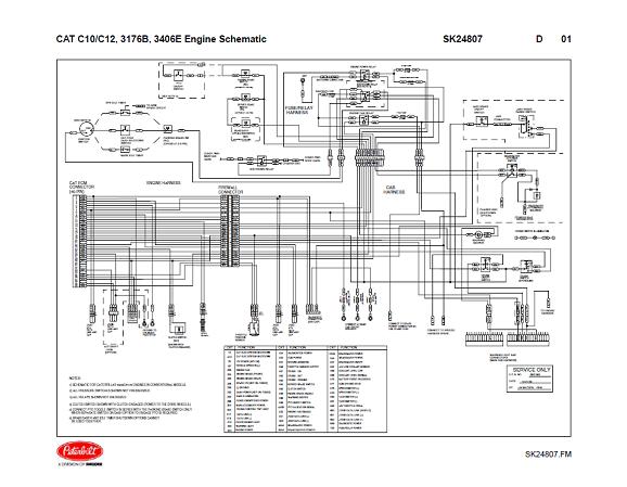 Caterpillar C10 / C12, 3176B, 3406E Engine Wiring Diagram / Schematic, Lami...