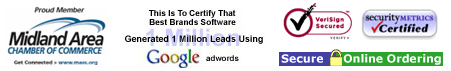 Midland, MI Chamber Commerce Member, Google Adwords Award, Secure Online Ordering